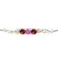 thumbnail image 2 of 925 Sterling Silver and 10K Yellow Gold Pink Created Sapphire Red Garnet and White Lab Grown Diamond Tennis Bracelet for Women (2.57 Cttw, Gemstone September Birthstone, Fully Adjustable up to 9 inch), 2 of 4