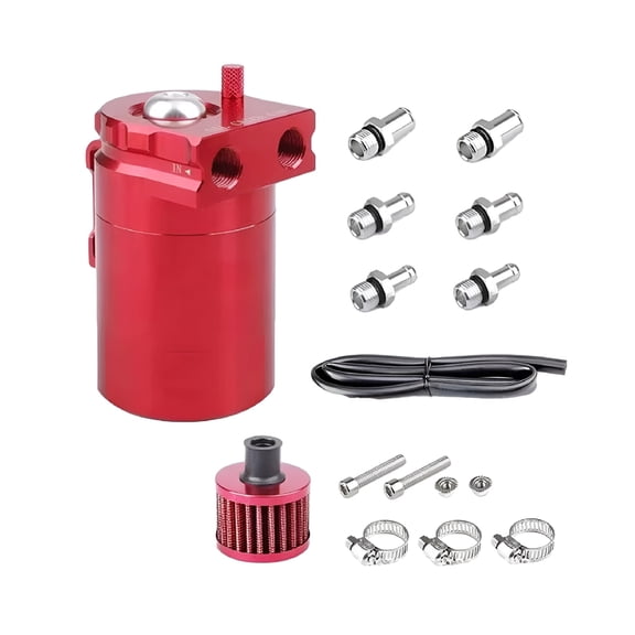 MELIVO Aluminum Car Oil Catch Can for Universal Vehicles, Sturdy and Durable Oil Storage Tank, Red