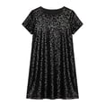 thumbnail image 1 of HXWCHs Robe Unie à Paillettes Scintillantes Robe de Fête Élégante pour Filles Robe Scintillante Perlée Célébrations Noir 13-14 Ans, 1 of 4