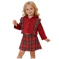 thumbnail image 1 of Jupe Assortie pour Fille, Veste à Capuche en Tricot, Jupe à Carreaux, Ensemble 2 Pcs, 1 of 8