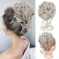 thumbnail image 1 of Chignon Désordonné de Deethens, Postiche Bouclé, Chouchous Bouclés, Pièces de Cheveux, Extension de Queue de Cheval, Chignon, Postiches pour Femmes et Filles (1 Paquet, Gris Argenté), 1 of 7