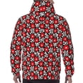 thumbnail image 7 of Kdxio Red Floral Print Mens Casual Hooded Collar Drawstring Hoodies Pullover Sweatshirts Casual Long Sleeve Shirts-X-Large, 7 of 7