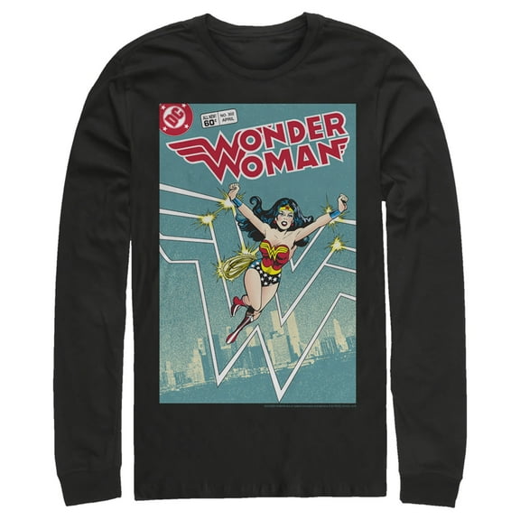 Men's Justice League Retro Comic Cover Long Sleeve Shirt Black Medium