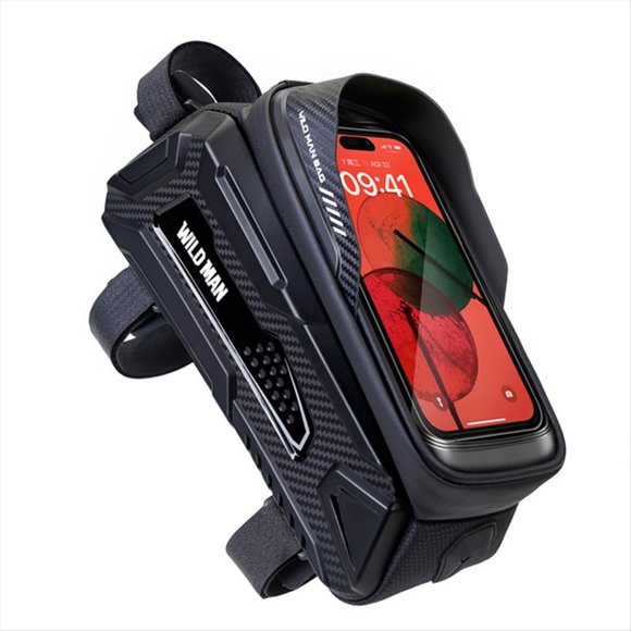 Bolsa Delantera para Bicicleta Impermeable con Soporte para Teléfono con Pantalla Táctil, Carcasa Rígida, Equipo para Ciclismo de Montaña, Color Negro