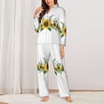 thumbnail image 2 of Pajama Sets for Women 2 Pcs, Sunflowers k Button Down Long Sleeve Sleepwear Lounge PJ Sets, 2 of 6