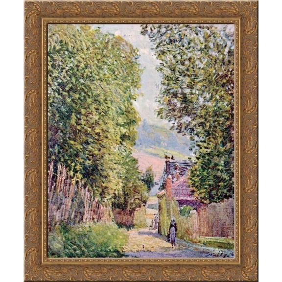 A Street in Louveciennes 24x20 Gold Ornate Wood Framed Canvas Art by Alfred Sisley