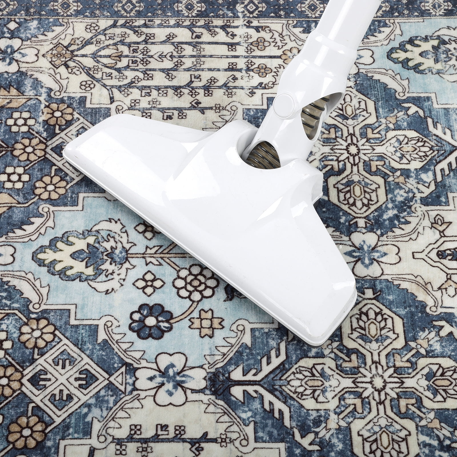 MeyJey 2'x6' Vintage Hallway Runner Rug, Oriental Non Slip Runner Rug Machine Washable Area Rug for Living Room Bedroom Carpet, Blue/Navy/Beige