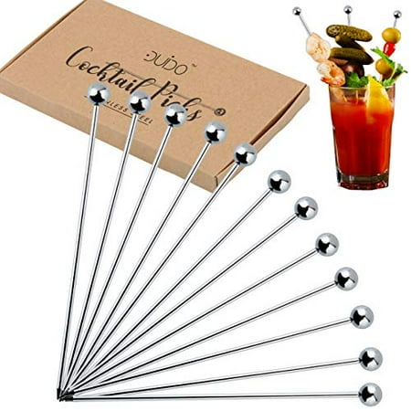 

Cocktail Picks Stainless Steel Toothpicks ‚Äì 8 inch 12 Pack Martini Picks Reusable Fancy Metal Drink Skewers Garnish Swords Sticks for Martini Olives Appetizers Bloody Mary Brandied