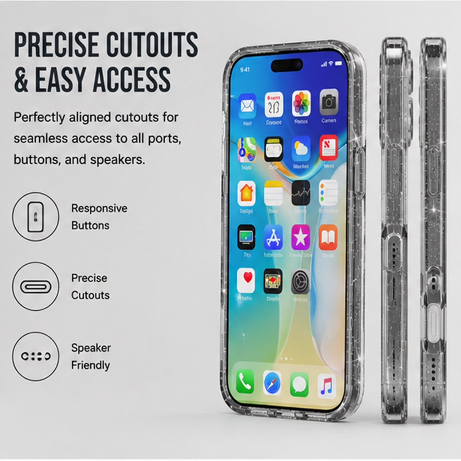 Slim Transparent Color Case with Magsafe for iPhone 17 Pro - Sparkle Black