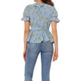 thumbnail image 3 of INSPIRE CHIC Women's Crossover V Neck Short Sleeves Ruffle Wrap Blouse XS Light Blue, 3 of 6