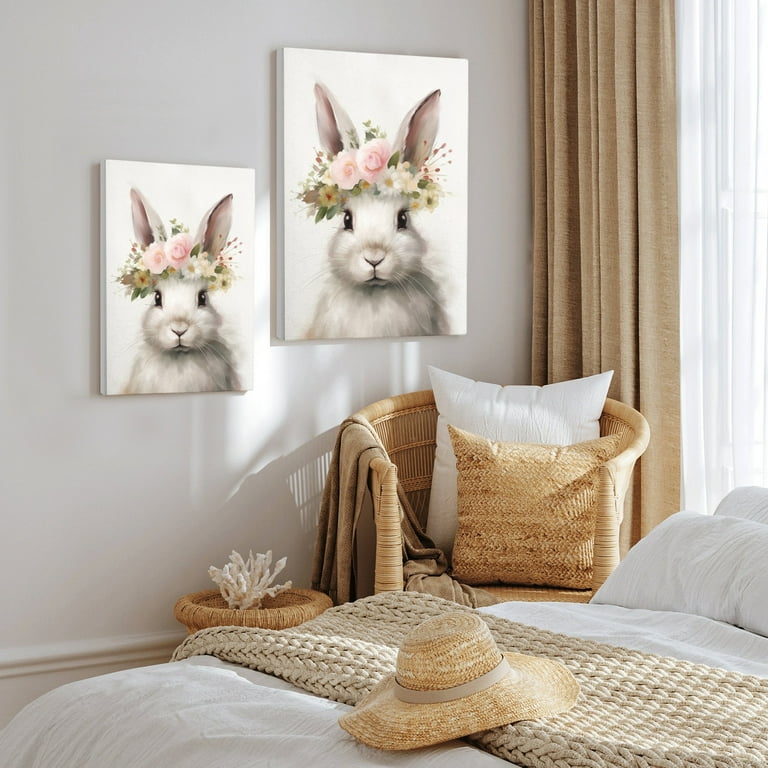 WFSposter Bunny Rabbit Canvas Wall Art Cute Animal Paintings