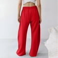 thumbnail image 4 of Stamzod Womens Wide Leg Sweatpants Solid Color Elastic Waist Baggy Pants with Pocket Casual Athletic Palazzo Pants for Women Red XL, 4 of 9