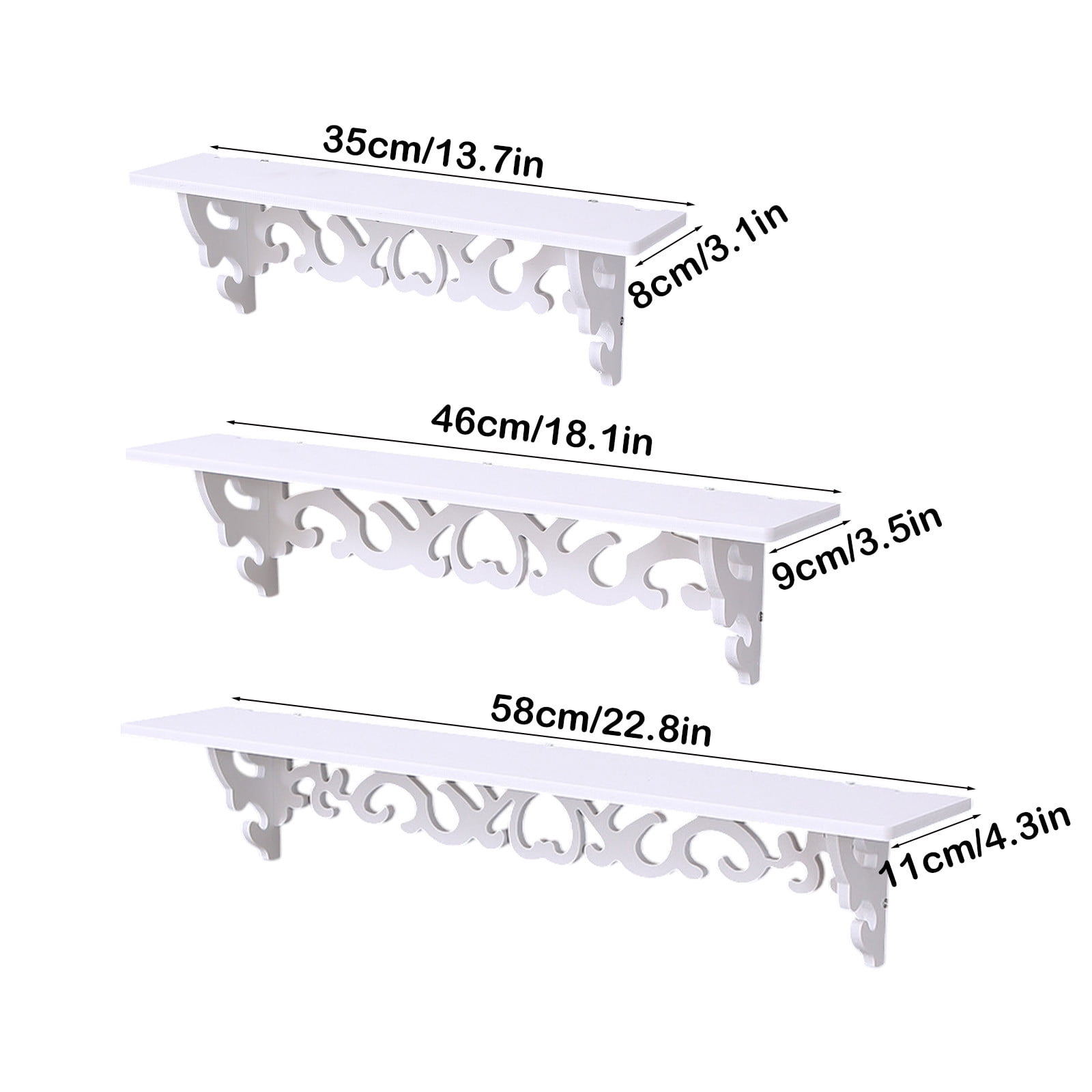 Boîte de Rangement Qwtwty 3 Pcs Sans Perçage Ensemble d'Étagères Murales Étagères Flottantes Étagère d'Exposition Support Mural Étagère à Épices pour Salon Toilette Bureau Chambre Cuisine