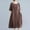 Coffee, variant on USSUMA Summer Dresses for Women 2025 Summer Dresses Short Sleeve Plus Size Dress Solid Color Printed Linen Maxi Dress Lounging Dresses Breathable Dress Travel Up to 65% off Coffee Dress Size-L