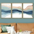 thumbnail image 3 of PixonSign Framed Wall Art Set Pastel Watercolor Teal Brown Paint Stroke Landscape Abstract Canvas Print Nature Wilderness Modern Art Decor Scenic Relax/Calm for Bedroom - 24"x36"x3 Panels Natural, 3 of 5