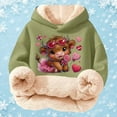 thumbnail image 5 of XUELUO Little Girls Hoodies Drawstring Long Sleeve Lined Cow Heart Print Hood Tops Early Spring Warm Clothes With Pockets, 5 of 5