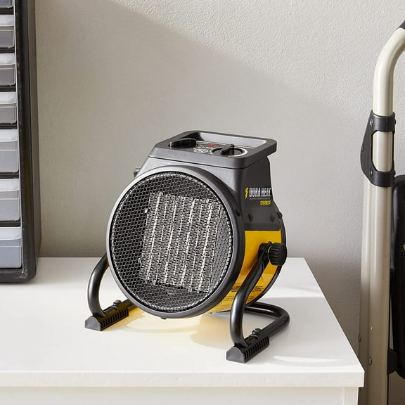 1500W Electric Forced Air  with Pivoting Base, 5,120 BTU, Yellow - Efficient Garage and Workshop Heating