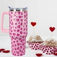 thumbnail image 6 of 40oz Valentines Day Tumbler - 3D-Printed Pink Hearts Insulated Travel Mug with Handle, Lid & Straw - Gift for Couples (Women/Men), 6 of 6