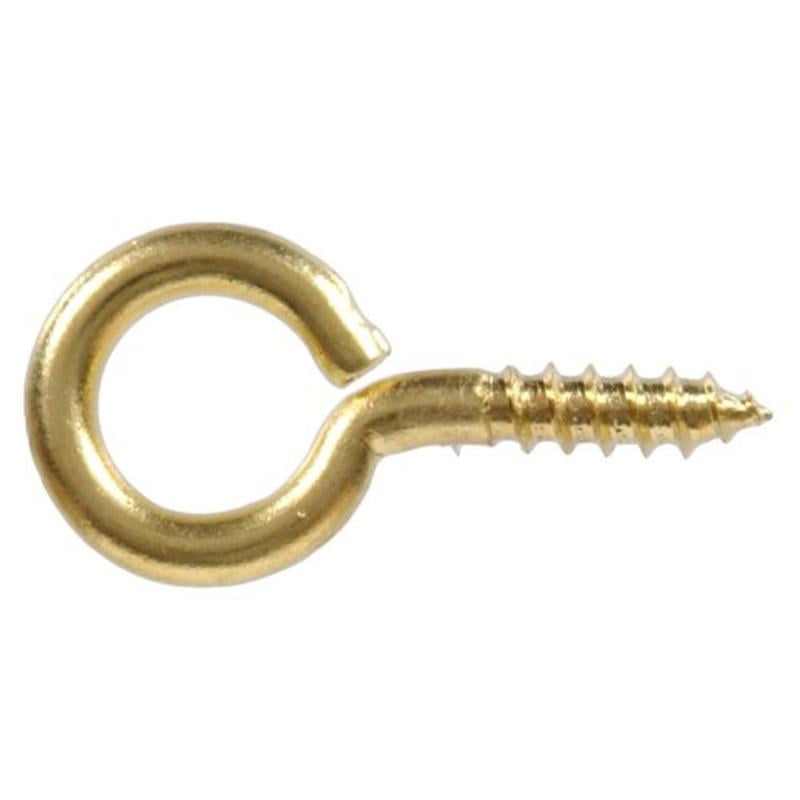 .106 X 111/16" Solid Brass Round Ceiling Type Screw Hook Hillman Hook