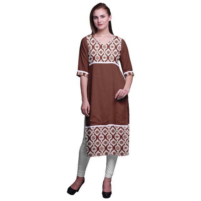Bimba Kurtis Droits à Panneaux pour Femmes Robe Kurti Longue Haut Indien Imprimé