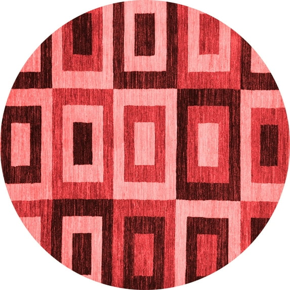 Ahgly Company Machine Washable Indoor Round Abstract Red Modern Area Rugs, 3' Round