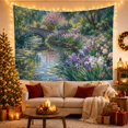 thumbnail image 3 of Garden Bridge Over a Flowering Pond, Peaceful Cottagecore Style for Garden Lovers, Floral Wall Art, Mother's Day Gift, Tapestry Wall Hanging for Bedroom and Living Room, 3 of 7