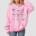 thumbnail image 2 of Ulanda Bow Hoodies for Teen Girls Trendy Cute Hoodies Y2K Hooded Sweatshirt Preppy Clothes Aesthetic Pullover Tops With Pockets (Pink, 7-8 Years), 2 of 4