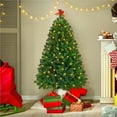 thumbnail image 6 of Easyfashion 4.5 Ft Pre-lit Spruce Artificial Christmas Tree Foldable Holiday Decorative Tree with 300 incandescent lights, Green, 6 of 7