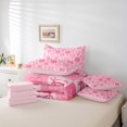 thumbnail image 6 of jejeloiu Initial Letter B 7 Pieces Bedding Comforter Set,Kawaii Bow Knot Full Bedding Set,Pink Plaid Grid Fitted Sheet Flat Sheet For Kids,Breathable Bedroom Decoration Reversible, 6 of 8