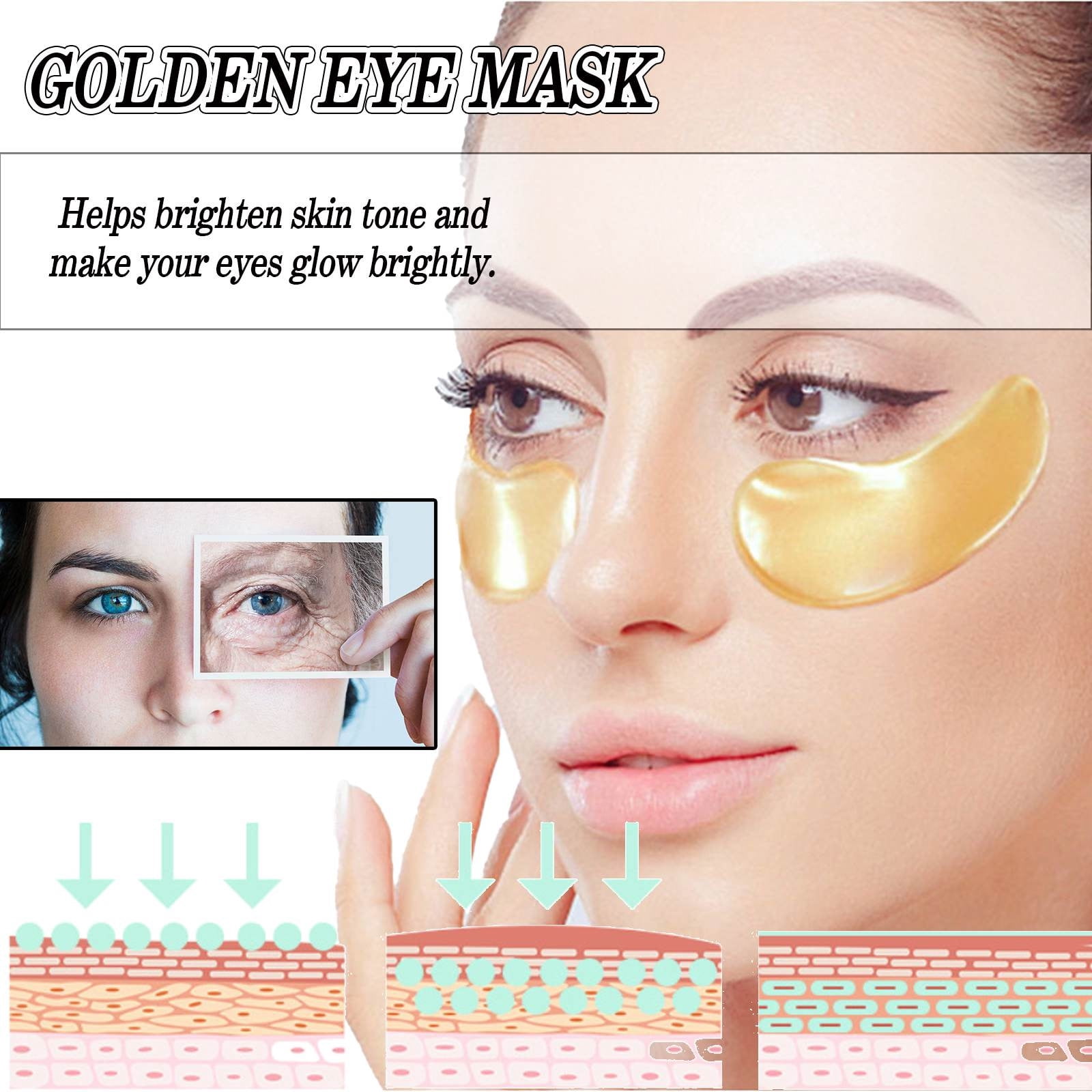 Under Eye Patches for Dark Circles and Puffy Eyes (60 Pairs), 24k Gold Eye Mask for Dark Circles and Puffiness with Vitamin C, Hyaluronic Acid, and Pearl Extract, Collagen Eye Gel Pads for Puffiness