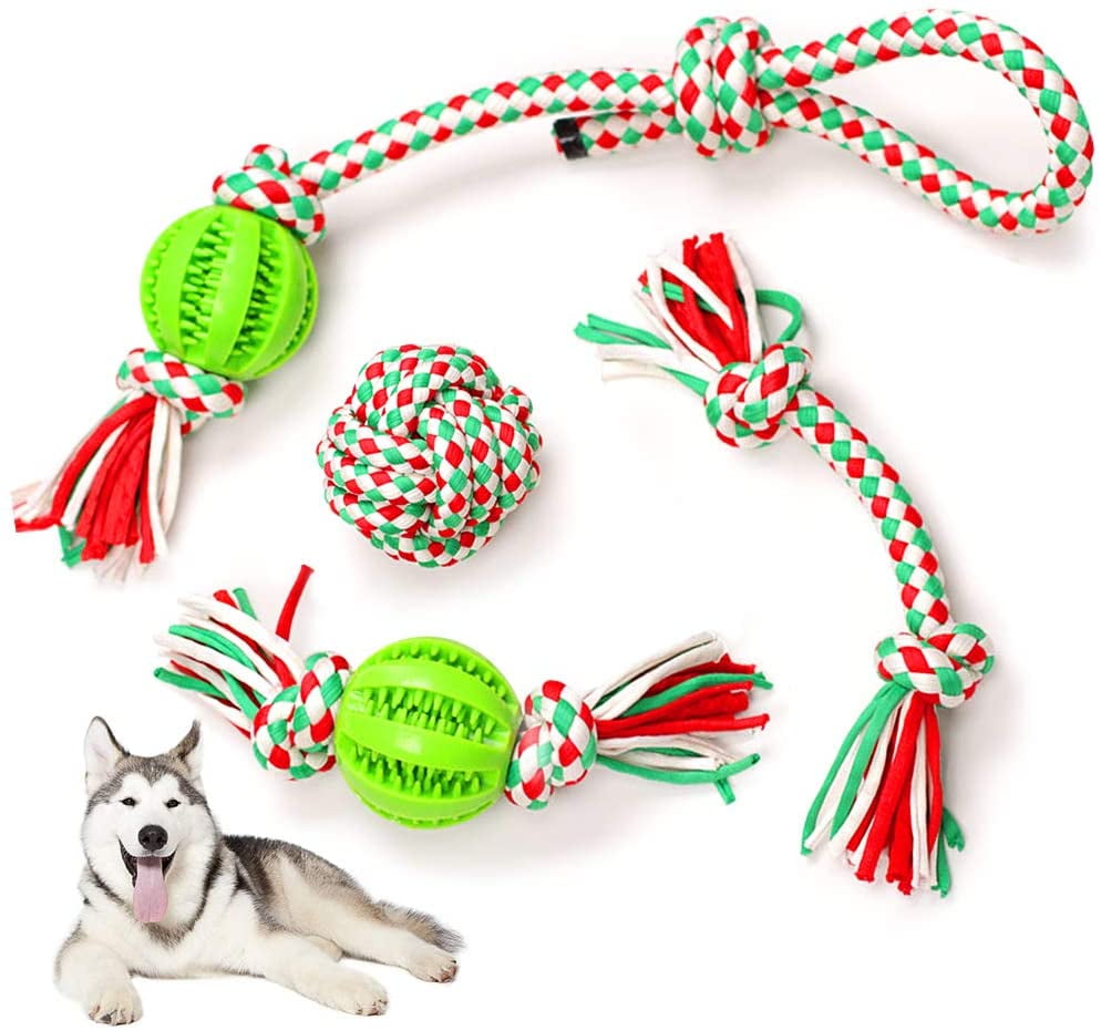 Dog toy rope set, 5 pieces interactive toy dog chew toy rope with ball