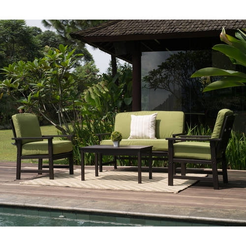 Delahey 4 Piece Patio Conversation Set Dark Brown Seats Delahey 4 Piece Patio Conversation Set