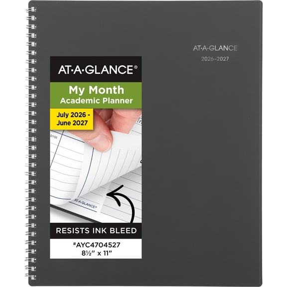 AT-A-GLANCE DayMinder Academic 2026-2027 Monthly Planner Charcoal Large 8 12 x