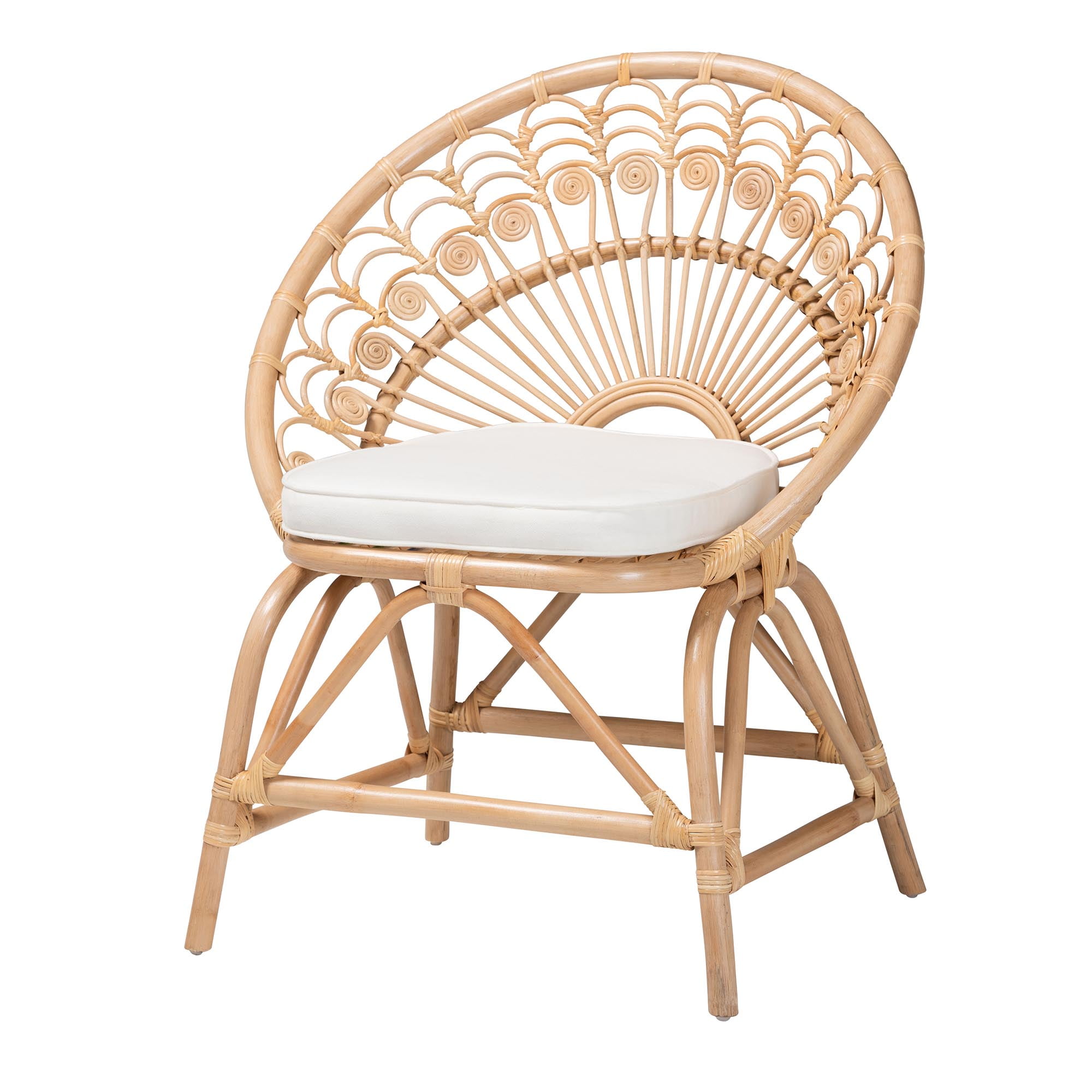 bali & pari Abriella Rattan BOHO Peacock Chair, Natural Brown