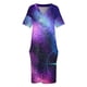 thumbnail image 4 of Vestido holgado con bolsillos y estampado de galaxia y estrellas, elegante, para mujer., 4 of 7