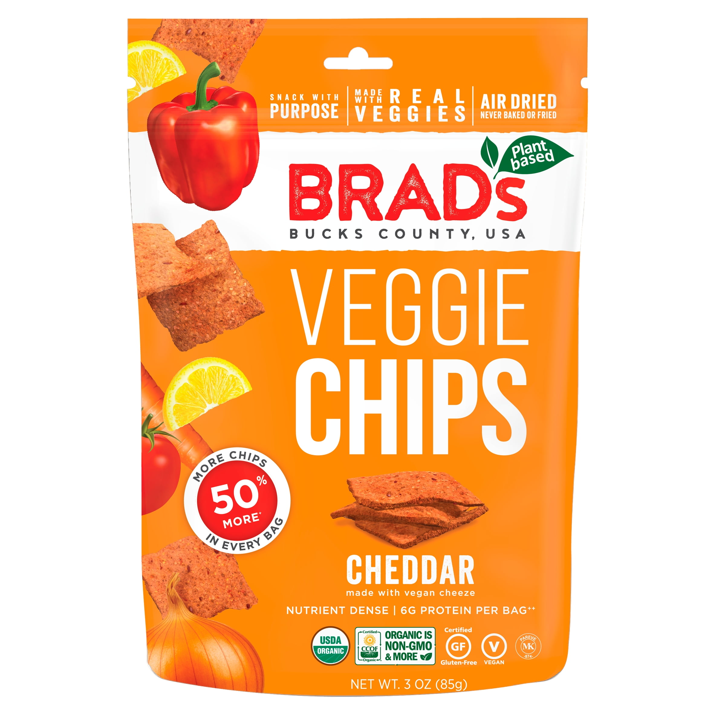 Brad's Plant Based Cheddar Veggie Chips, 3 oz