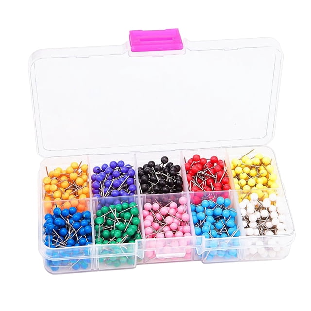 CTIRCHIU 2 Boxes of Flat Plastic Round Pin Assorted Color for Office Use for Students and Teachers