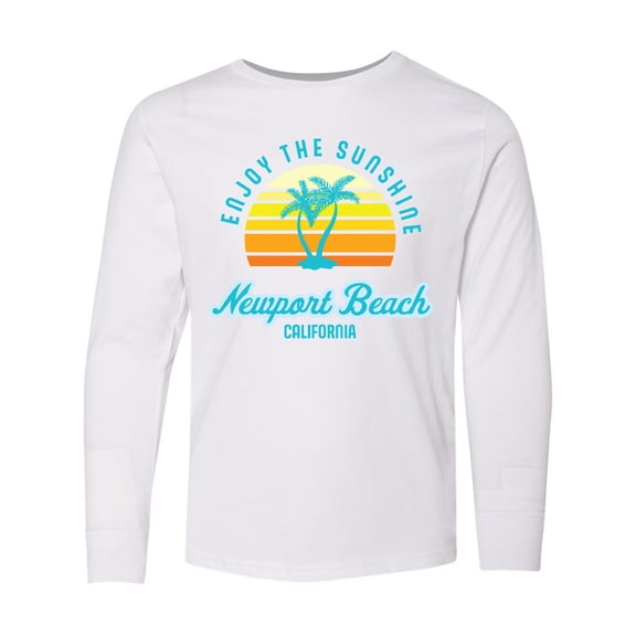 Inktastic Summer Enjoy the Sunshine Newport Beach Florida in Blue Long Sleeve Youth T-Shirt
