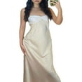 thumbnail image 1 of Robe Satinée Sans Manches à Bretelles Spaghetti pour Femmes, Cocktail, Plage, Soirée, Fête, Col Bénitier, Élégante, Midi, Noir Rose G, 1 of 2