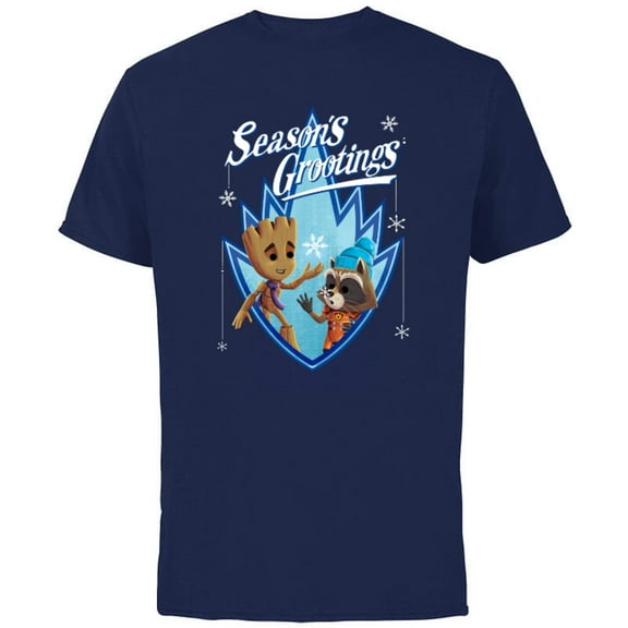 Marvel Guardians of the Galaxy Season’s Grootings Holiday Standard - Short Sleeve Cotton T-Shirt for Adults - Customized-Navy