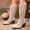 Beige, variant on PiGOGI Women's Hollow Out Knee High Boots Back Zipper Pointed Toe Block Heel for Style Khaki 9.5