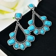 thumbnail image 3 of Jiaroswwei Ladies Faux Turquoise Inlaid Teardrop Drop Stud Earrings Statement Jewelry Gift, 3 of 8