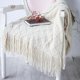 thumbnail image 3 of Manta de tiro de punto suave con borla, mantón de siesta de oficina, funda decorativa para sofá, cama, sofá, para viajes, beige, blanco Eigraketly LF000012-03B, 3 of 7