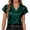 Green, variant on Women's Blouse V-Neck Flutter Short Sleeve Satin Look Pleated Officewear Dressy Top