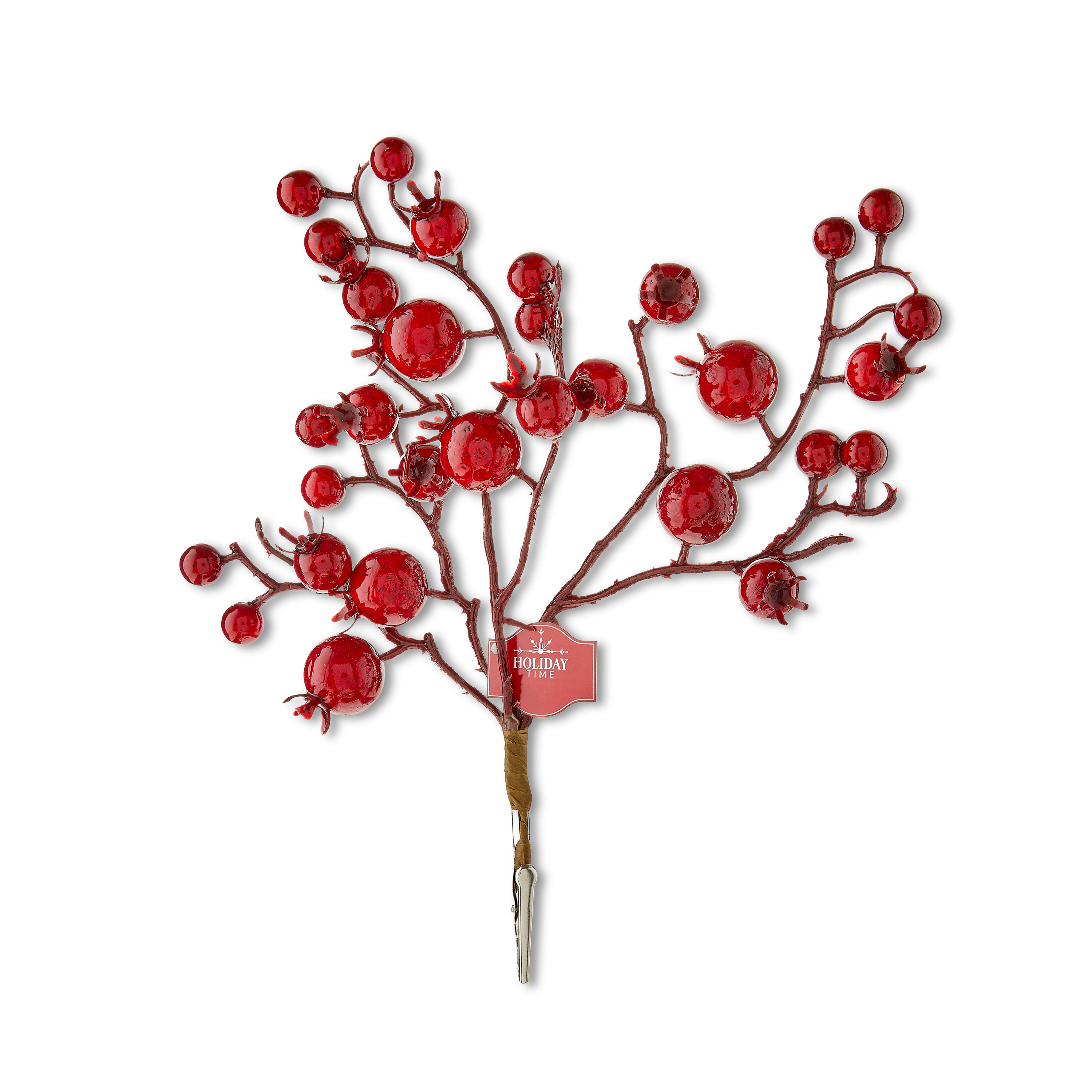 Red Berries Plastic Decorative Christmas Clip, 6 in, by Holiday Time