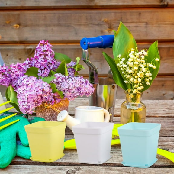 WHAMVOX 24Pcs Small Nursing Pots Space-Saving Colorful Rectangular Flower Planters with Saucers for Indoor and Outdoor Nursery Pots for Plant Growing