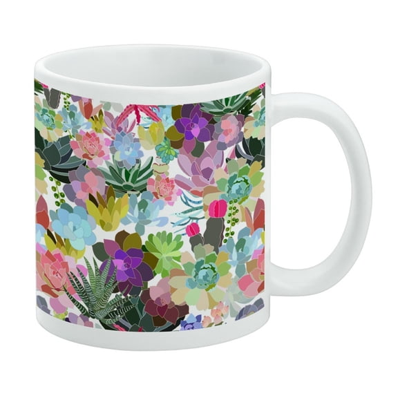 Succulents Oasis Pattern White Mug