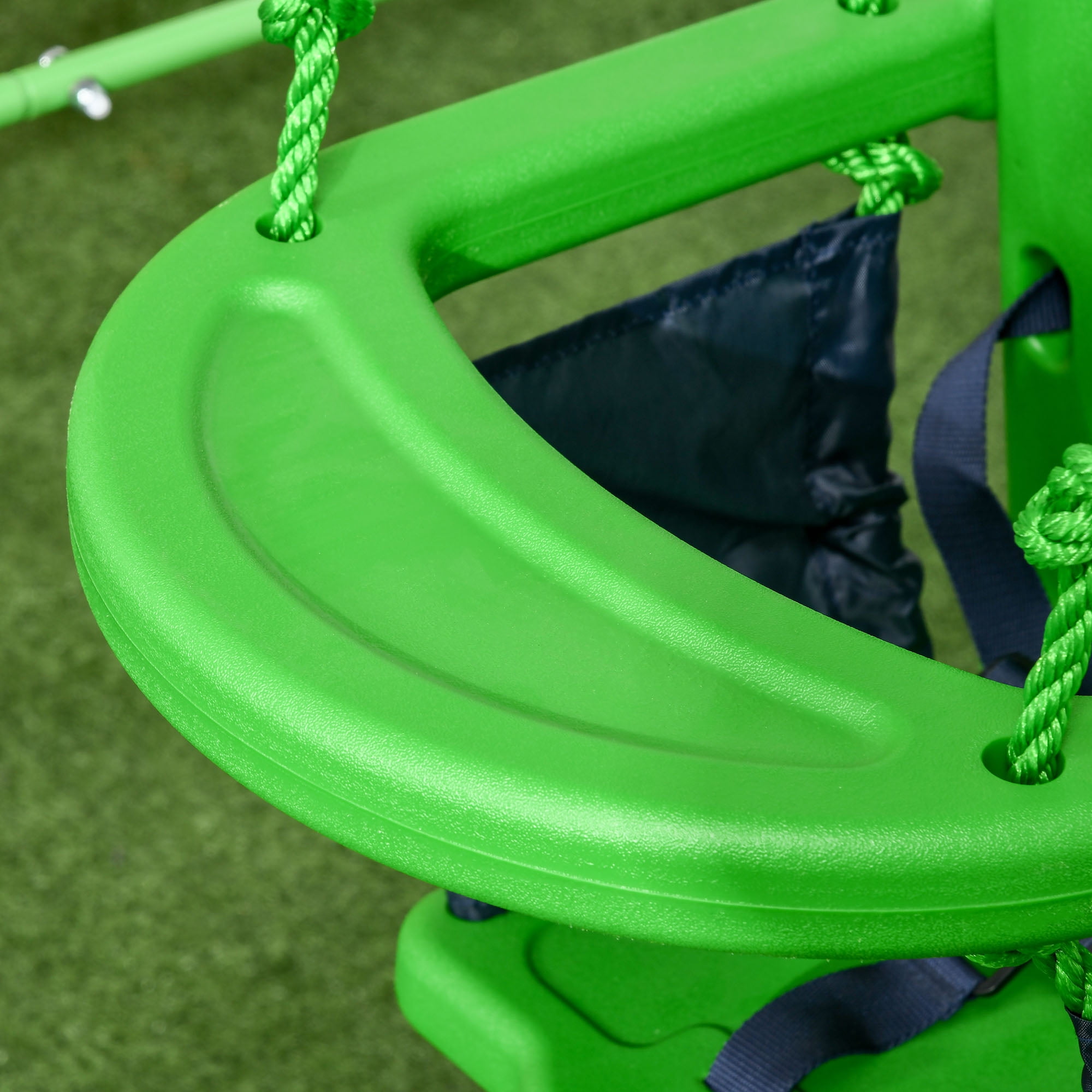 Outsunny Toddler Swing Set with Metal Stand, Safety Seat Belt, Baby Swing Set for Kids Aged 6-36 Months, Green