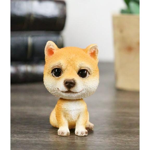 Lifelike Adorable Playful Japanese Shiba Inu Puppy Dog Mini Bobblehead Figurine
