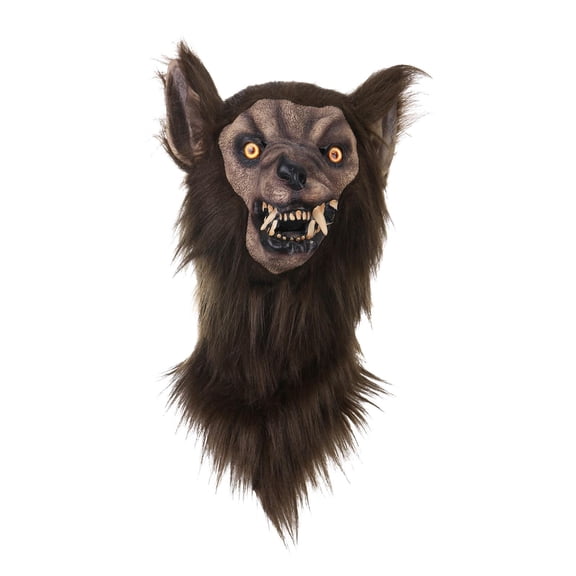 Mask Brown Faux Werewolf Full Neck Head Mask for Adult Halloween Masquerade Party Supplies